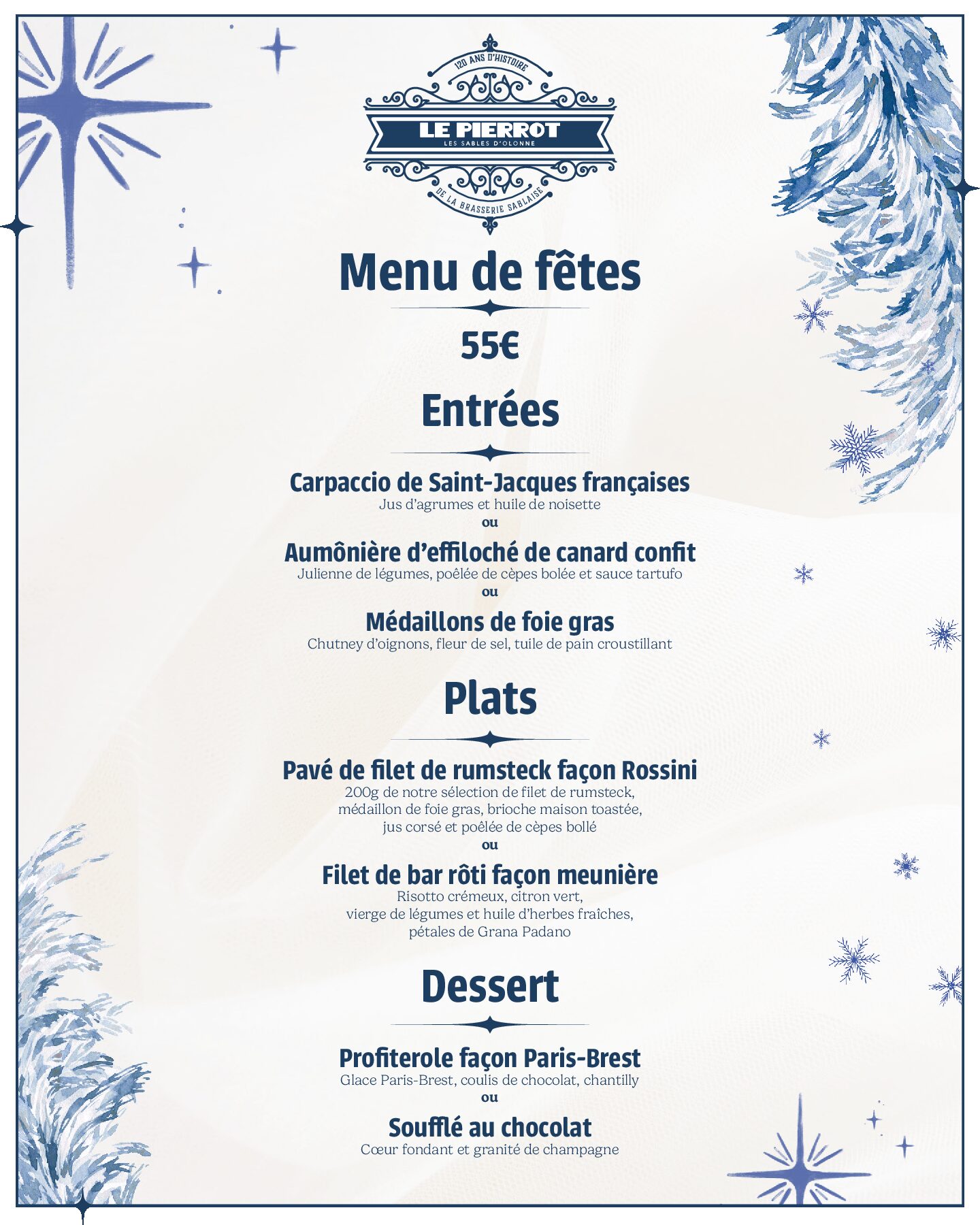 PIERRO MENU FÊTES 2025-2
